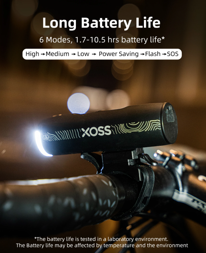 XOSS XL-1200 Faro para Bicicleta 1200 Lúmenes Luz Delantera Recargable Impermeable para Conducir de Noche y Desplazamientos