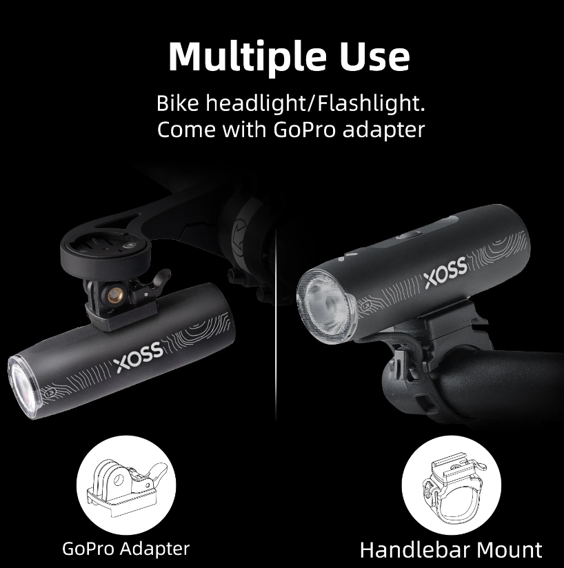 XOSS XL-1200 Faro para Bicicleta 1200 Lúmenes Luz Delantera Recargable Impermeable para Conducir de Noche y Desplazamientos