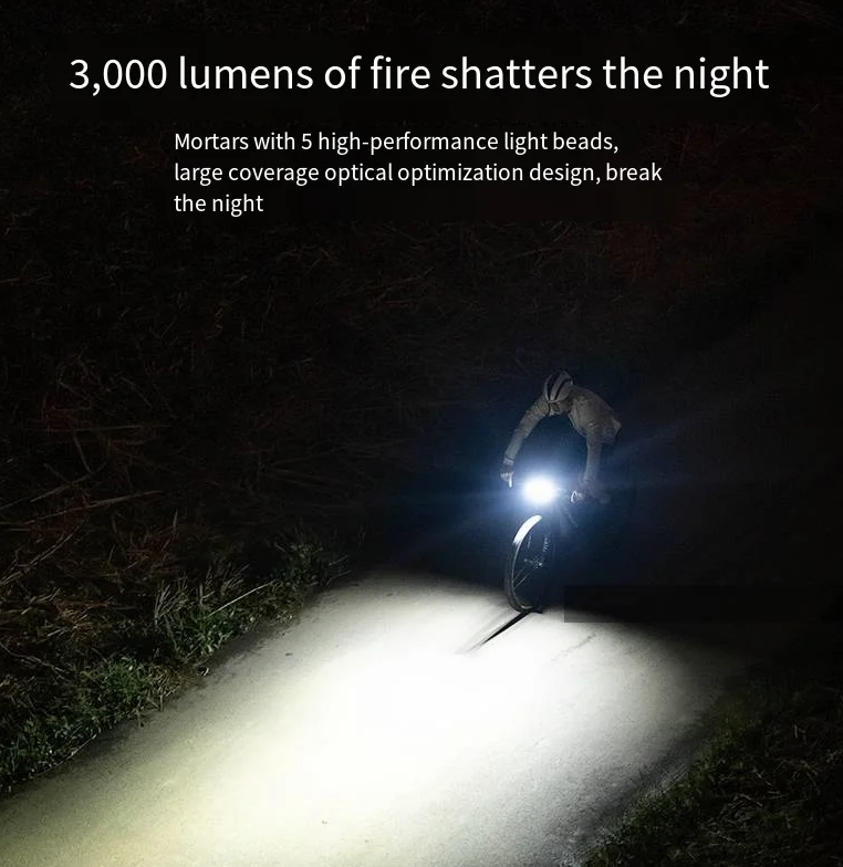 XOSS XL3000 Luz de bicicleta 3000 lúmenes, faro recargable impermeable para seguridad en paseos nocturnos en bicicleta