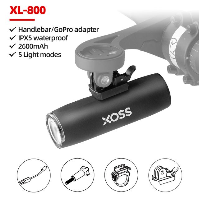 XOSS Luz de Bicicleta Delantera 800Lm Impermeable Recargable por USB Linterna Frontal MTB Accesorios de Ciclismo al Aire Libre