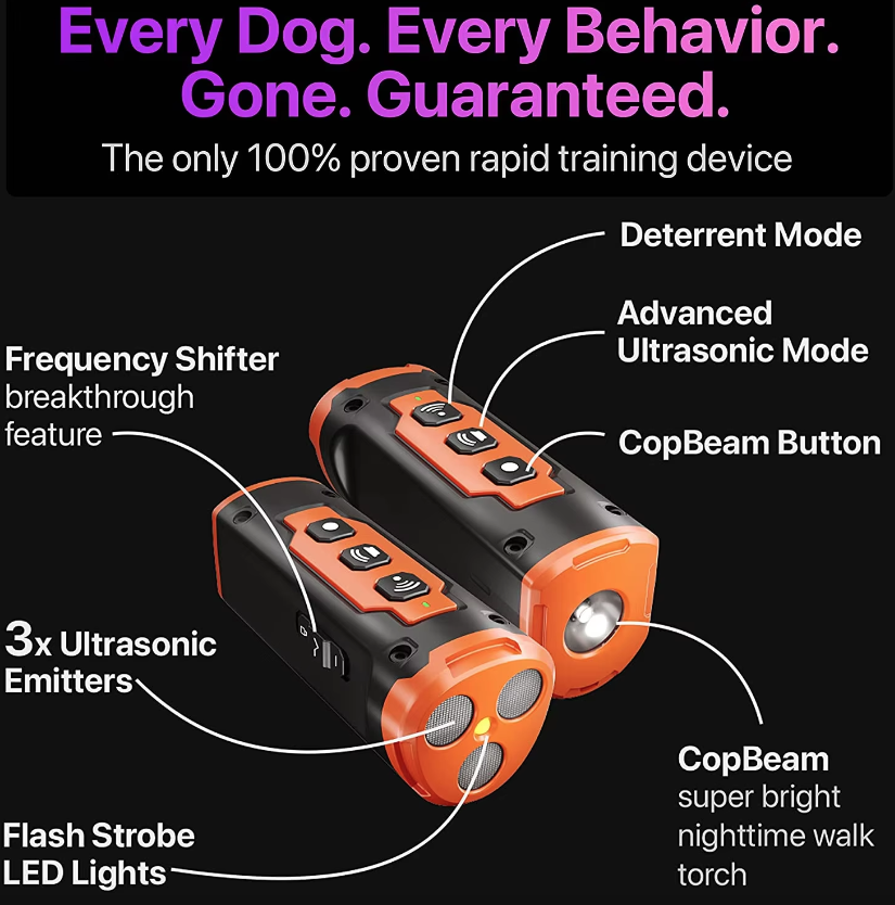 Dispositivo Recargable Ultrasónico Repelente de Perros Herramienta de Entrenamiento Canino Control de Ladridos
