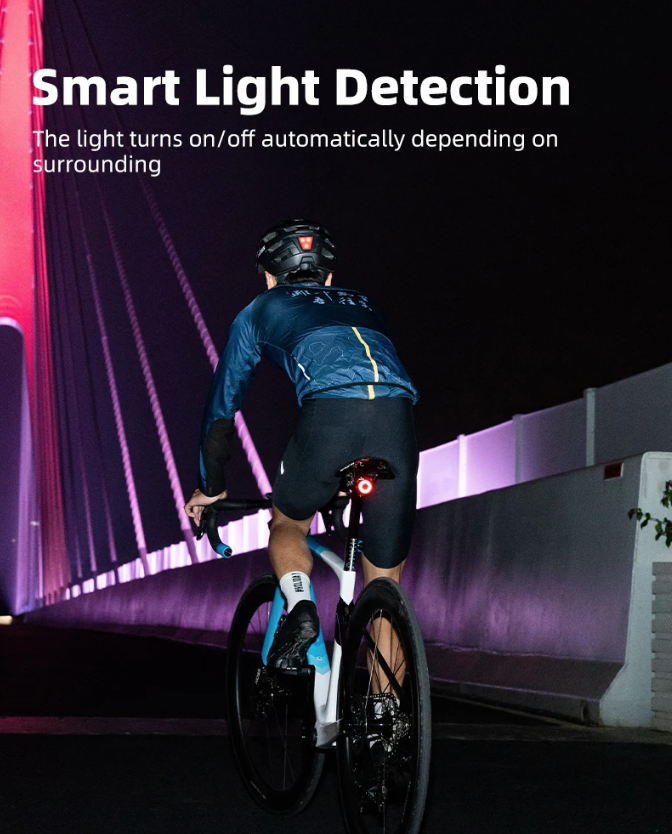 XOSS XR Pro Luz trasera inteligente de seguridad para bicicleta con detección automática de frenado, carga USB y diseño impermeable
