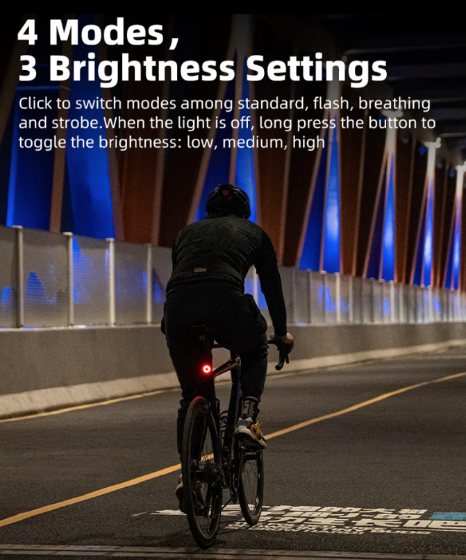 XOSS XR Pro Luz trasera inteligente de seguridad para bicicleta con detección automática de frenado, carga USB y diseño impermeable