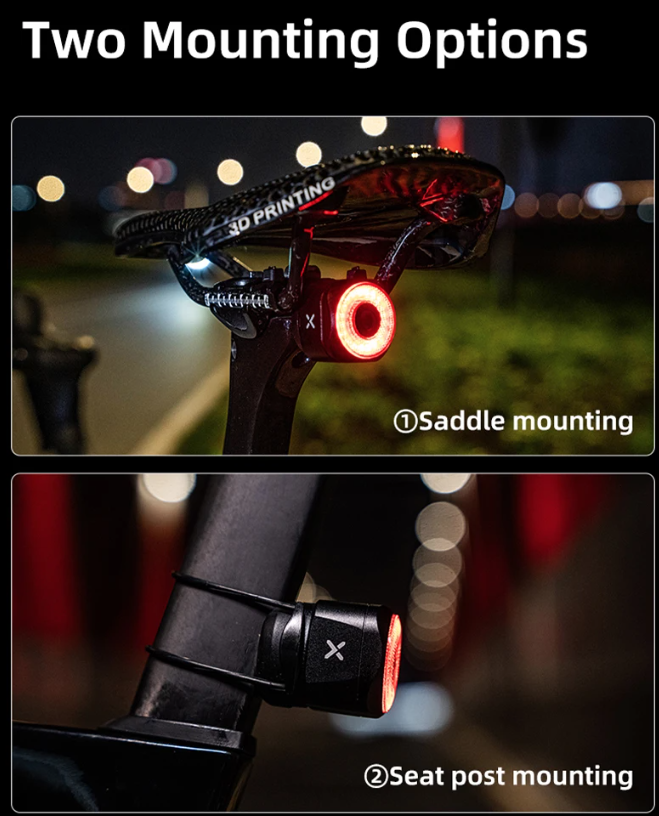 XOSS XR Pro Luz trasera inteligente de seguridad para bicicleta con detección automática de frenado, carga USB y diseño impermeable