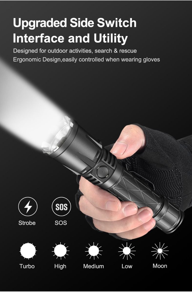 Klarus XT21X Pro XHP70.2 LED 4400 Lúmenes Linterna Táctica para Exteriores de Alto Rendimiento y Recargable