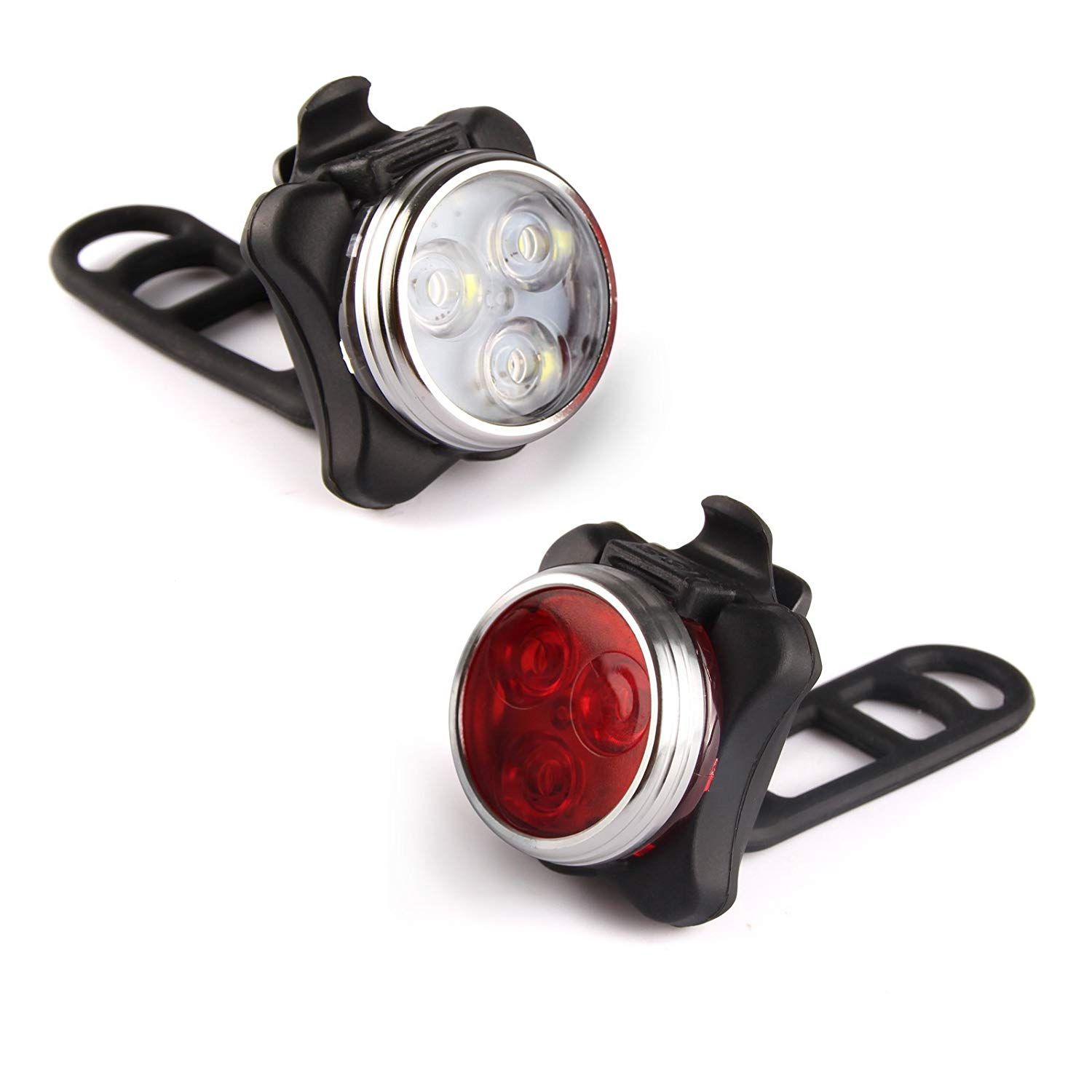 Luz de bicicleta recargable por USB HJ-030 3 LED 4 Modos Impermeable Luz Delantera Seguridad Ciclismo Perfecta para Paseos Nocturnos