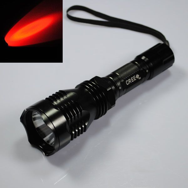 UniqueFire HS-802 Linterna LED de Luz Roja de Largo Alcance para Camping, Senderismo, Observación de Vida Silvestre, Haz de 500 Metros