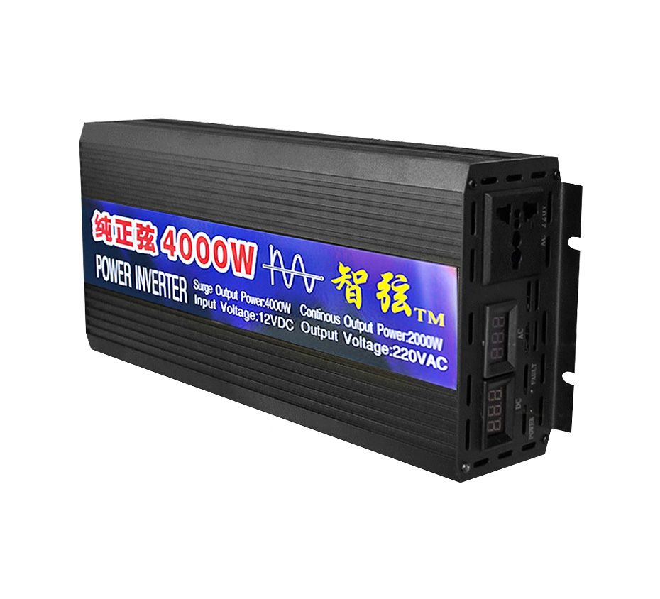 Inversor de onda sinusoidal pura de 2000W, 3000W y 4000W con pantalla LED para electrónica sensible, respaldo en el hogar y campamento.