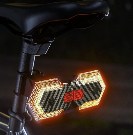 CarryBright Luces Bicicleta LED Direccionales 4 Pcs Fibra Carbono USB Control Remoto para Ebike Seguridad Ciclismo