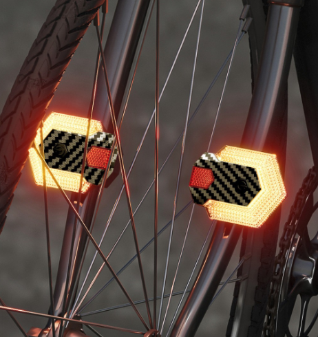 CarryBright Luces Bicicleta LED Direccionales 4 Pcs Fibra Carbono USB Control Remoto para Ebike Seguridad Ciclismo